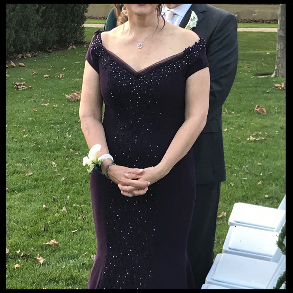Eggplant pewter beaded gown